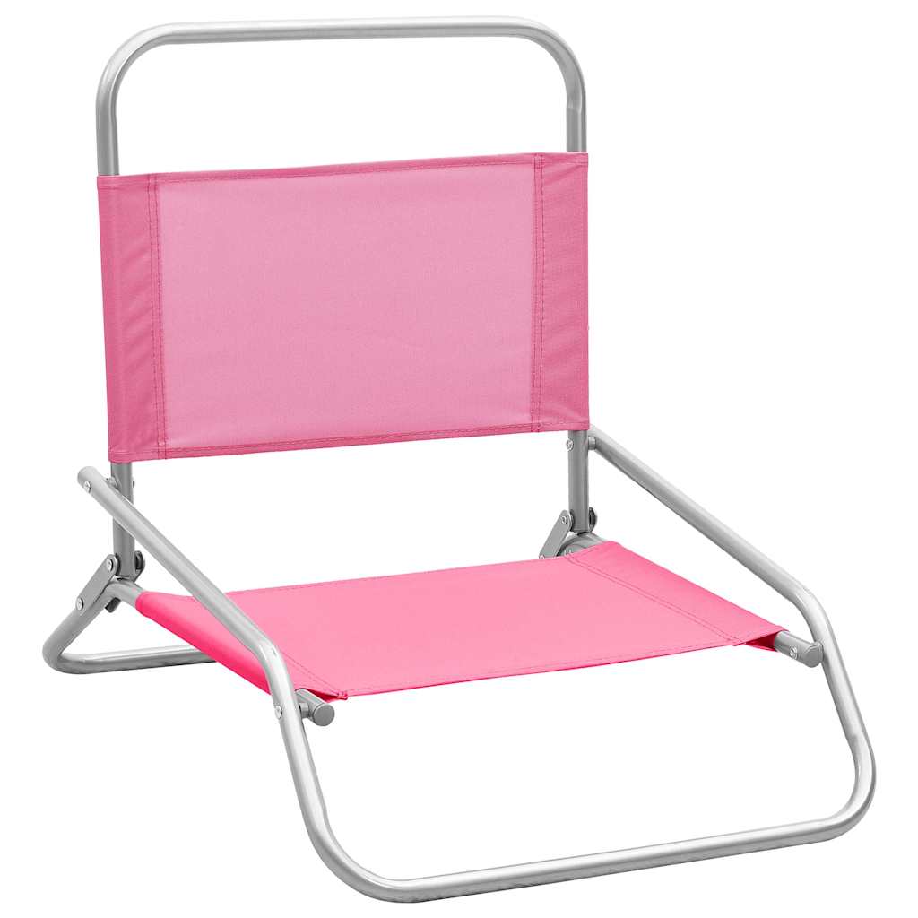Vidaxl strandstoelen 2 st inklapbaar stof roze