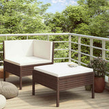Vidaxl 2-delige loungeset met kussens poly rattan bruin