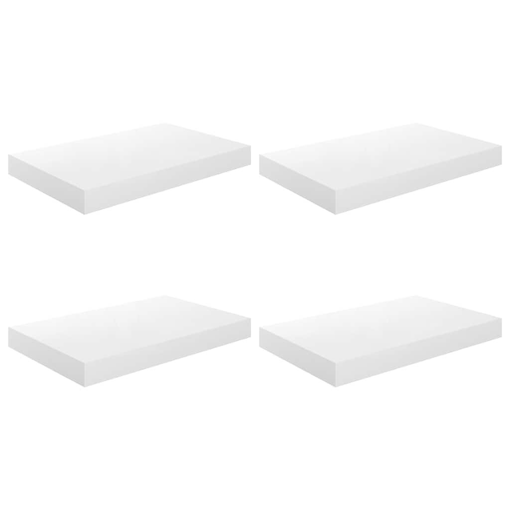 Vidaxl wandschappen zwevend 4 st 40x23x3,8 cm mdf hoogglans wit