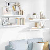 Vidaxl wandschappen zwevend 4 st 80x23,5x3,8 cm mdf hoogglans wit