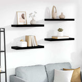 Vidaxl wandschappen zwevend 4 st 60x23,5x3,8 cm mdf hoogglans zwart