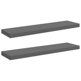 Vidaxl wandschappen zwevend 2 st 90x23,5x3,8 cm mdf hoogglans grijs
