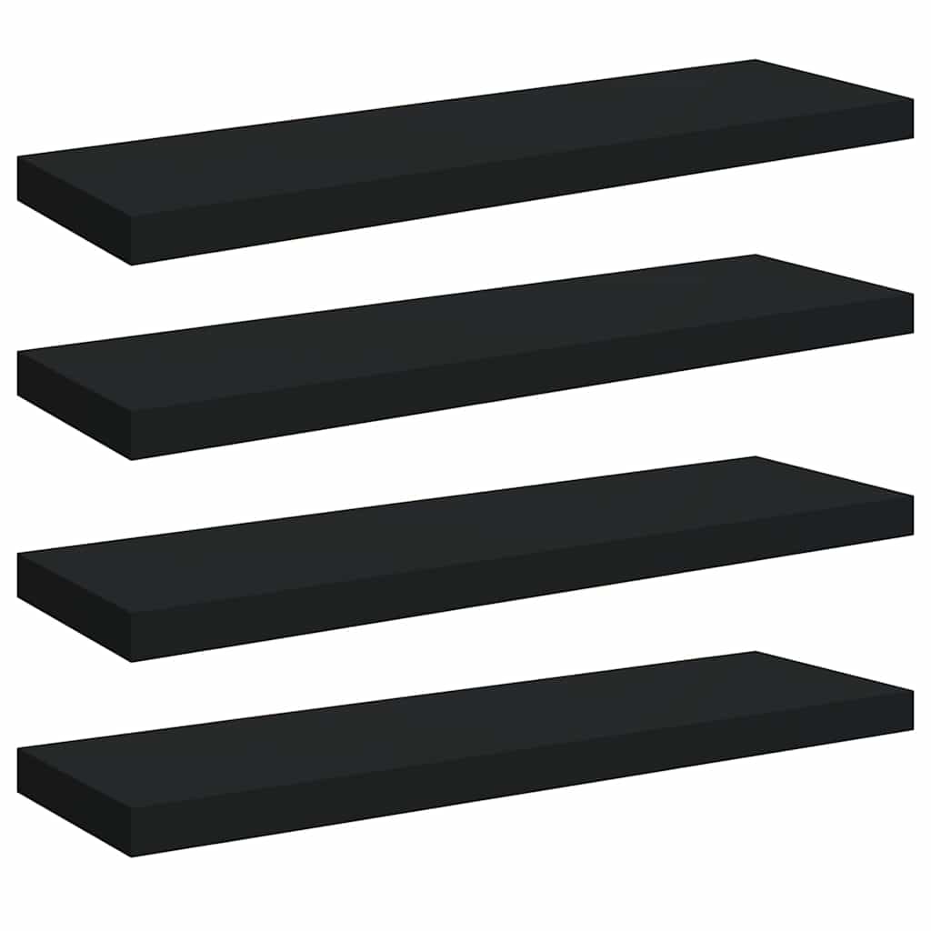 Vidaxl wandschappen zwevend 4 st 80x23,5x3,8 cm mdf zwart