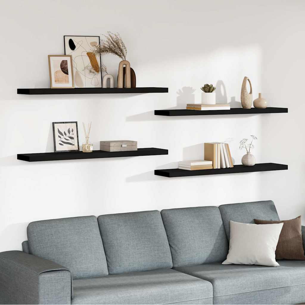 Vidaxl wandschappen zwevend 4 st 120x23,5x3,8 cm mdf zwart