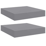 Vidaxl wandschappen zwevend 2 st 23x23,5x3,8 cm mdf grijs