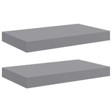 Vidaxl wandschappen zwevend 2 st 40x23x3,8 cm mdf grijs