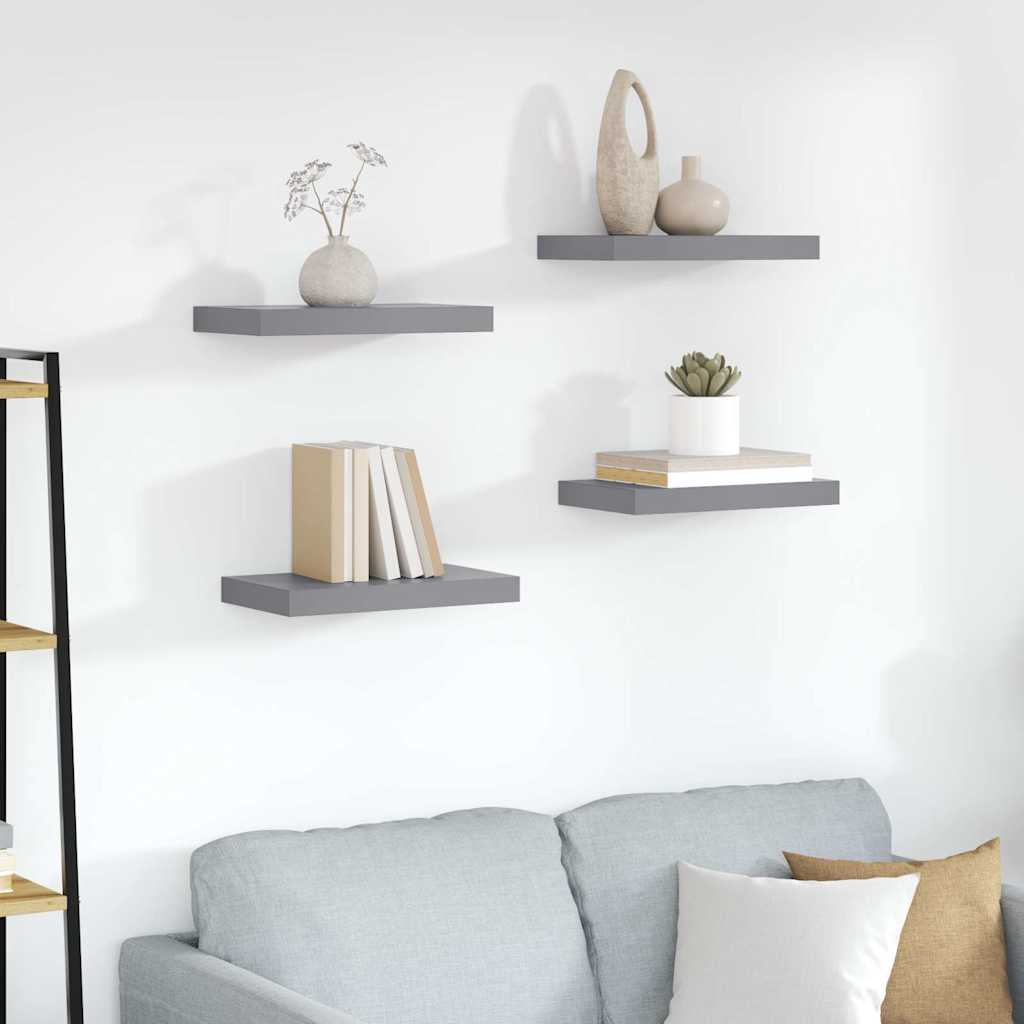 Vidaxl wandschappen zwevend 4 st 40x23x3,8 cm mdf grijs
