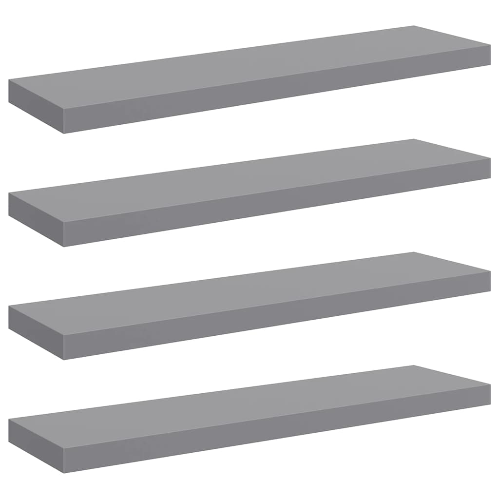 Vidaxl wandschappen zwevend 4 st 90x23,5x3,8 cm mdf grijs