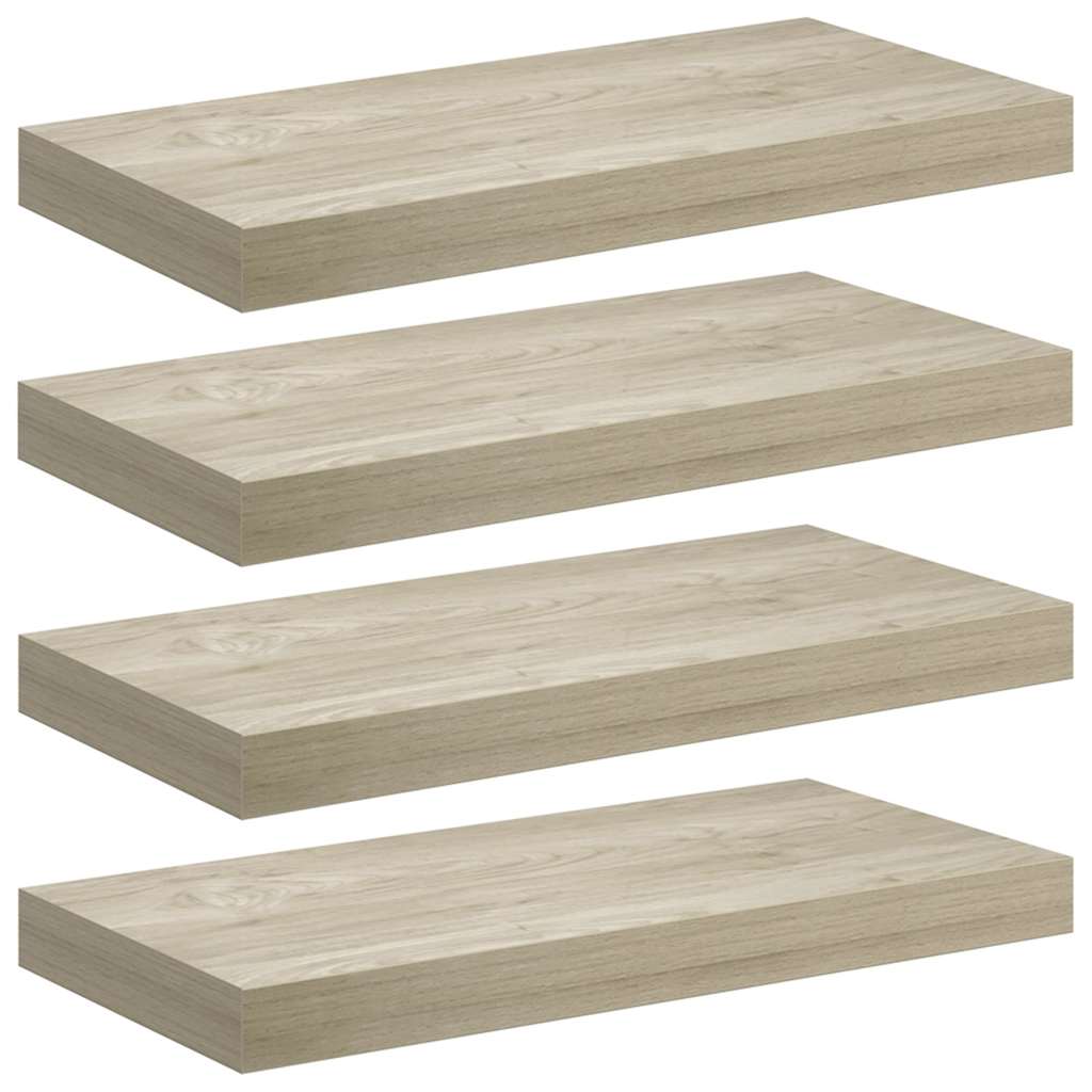 Vidaxl wandschappen zwevend 4 st 50x23x3,8 cm mdf eikenkleurig