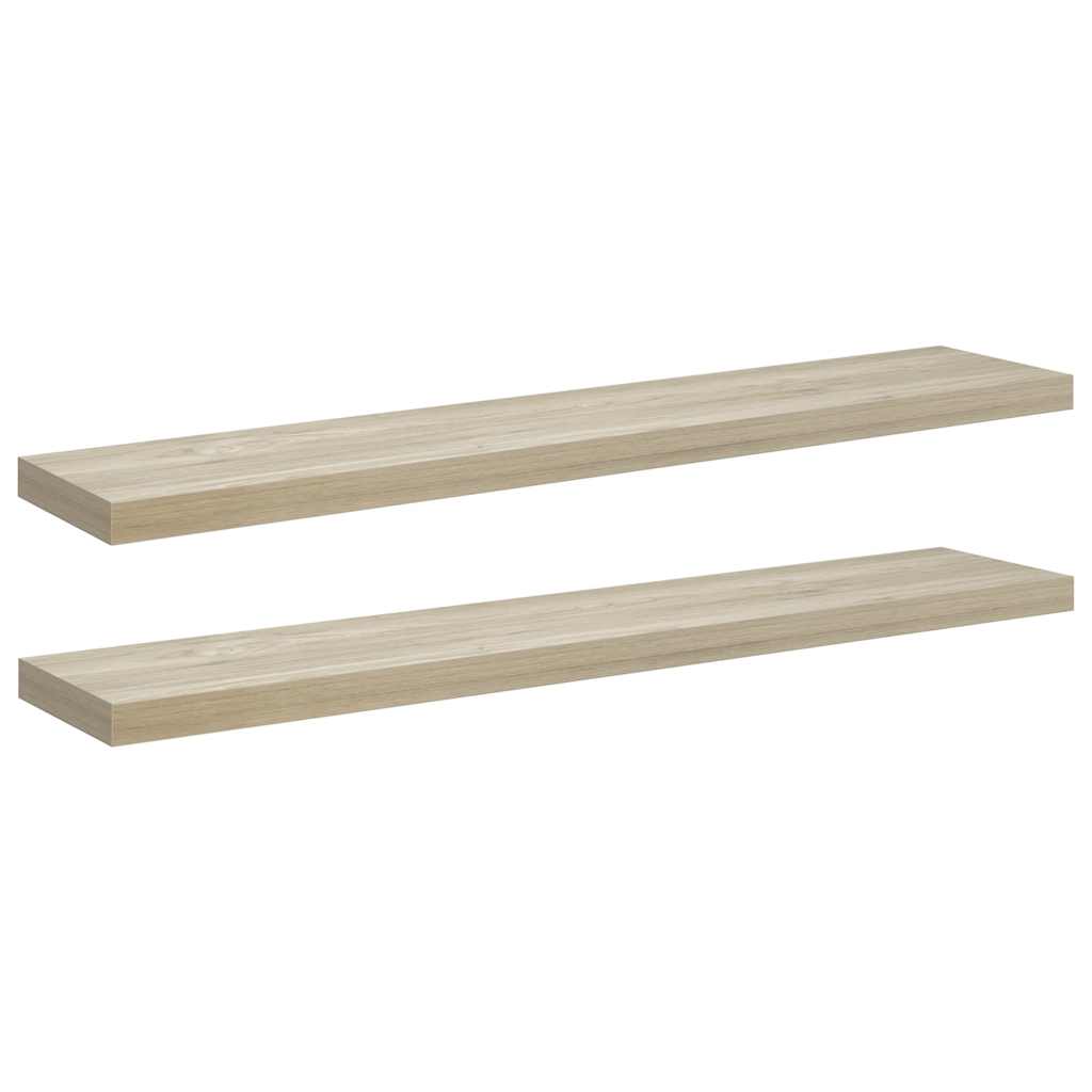 Vidaxl wandschappen zwevend 2 st 120x23,5x3,8 cm mdf eikenkleurig