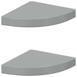 Vidaxl hoekschappen zwevend 2 st 25x25x3,8 cm mdf hoogglans grijs