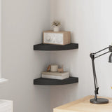Vidaxl hoekschappen zwevend 2 st 25x25x3,8 cm mdf zwart