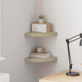 Vidaxl hoekschappen zwevend 2 st 25x25x3,8 cm mdf eikenkleurig
