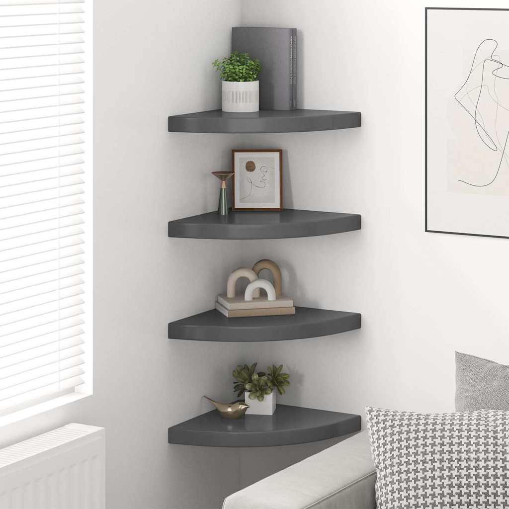Vidaxl hoekschappen zwevend 4 st 35x35x3,8 cm mdf hoogglans grijs