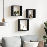 Vidaxl wandschappen kubus 3 st mdf zwart