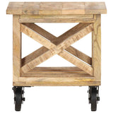 Vidaxl bijzettafel op wieltjes 40x40x42 cm ruw mangohout