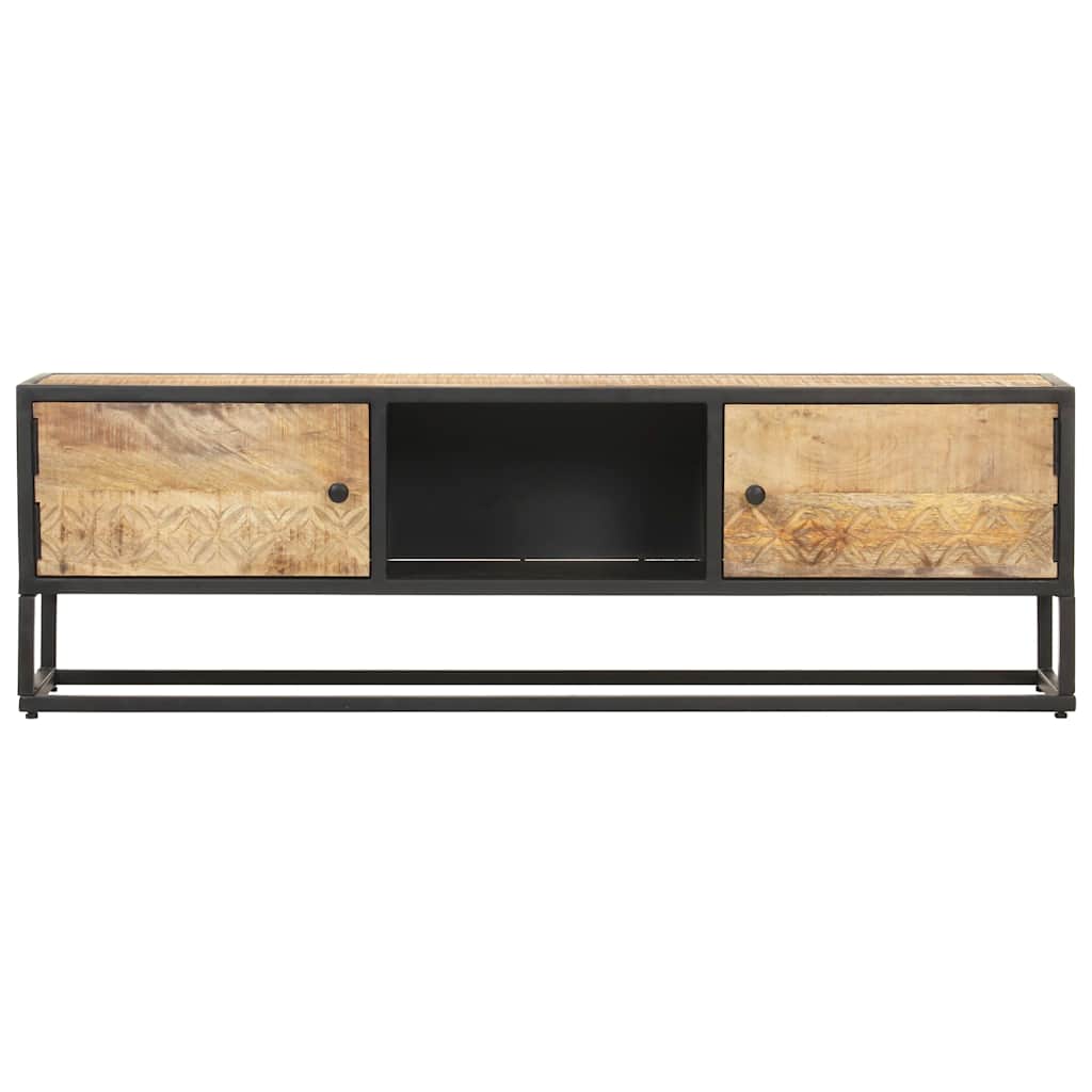 Vidaxl tv-meubel met bewerkte deur 130x30x40 cm ruw mangohout