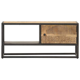 Vidaxl tv-meubel met bewerkte deur 90x30x40 cm ruw mangohout