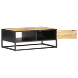 Vidaxl salontafel met bewerkte deur 90x55x36 cm ruw mangohout
