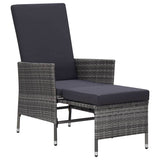 Vidaxl tuinstoel verstelbaar met kussens poly rattan grijs