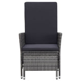 Vidaxl tuinstoel verstelbaar met kussens poly rattan grijs