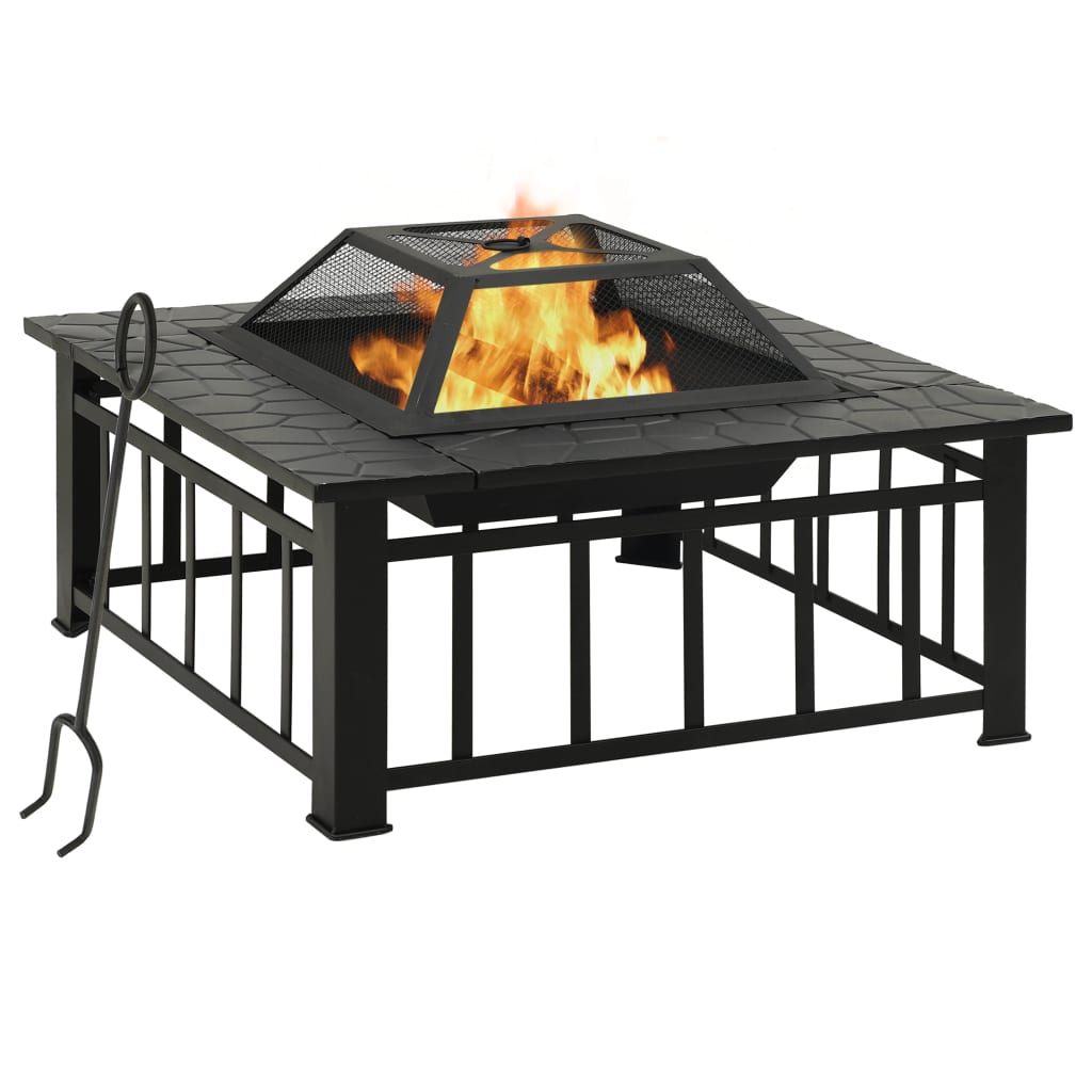 VidaXL Fireplace with Pook XXL 81x81x47 cm steel