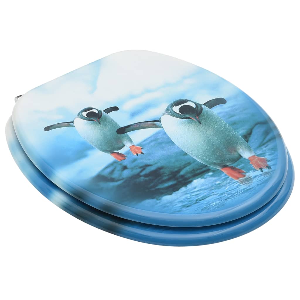 VidaXL Toiletbrillen met deksel 2 st pinguïn MDF