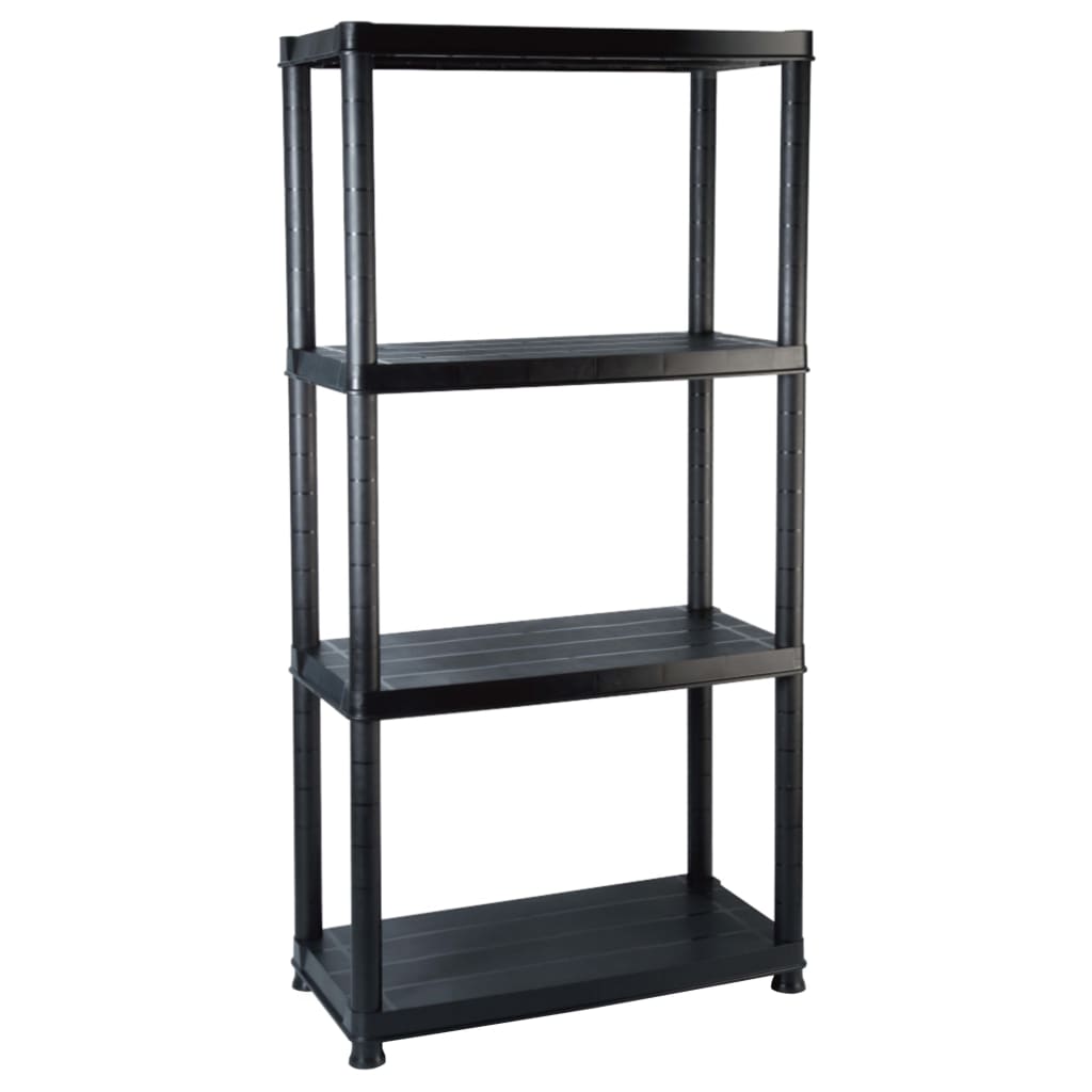 Vidaxl Storage Rack 4 capas 61x30.5x130 cm de plástico negro