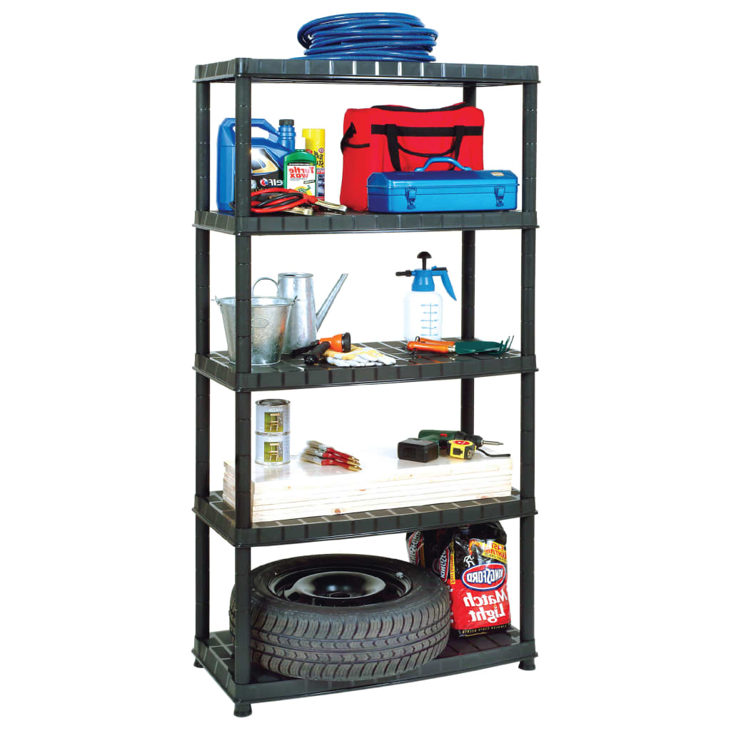 Vidaxl Storage Rack 5 La capa 85x40x185 cm de plástico negro