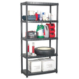 Vidaxl Storage Rack 5 La capa 85x40x185 cm de plástico negro