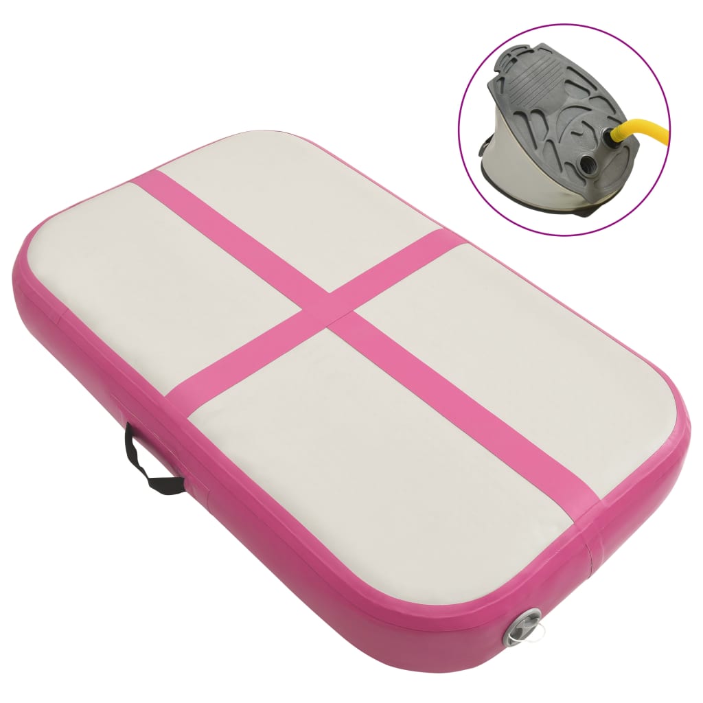 Vidaxl gymnastikkmatte med pumpe oppblåsbar 60x100x15 cm PVC rosa