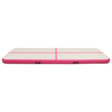 Vidaxl gymnastiekmat met pomp opblaasbaar 300x100x15 cm pvc roze