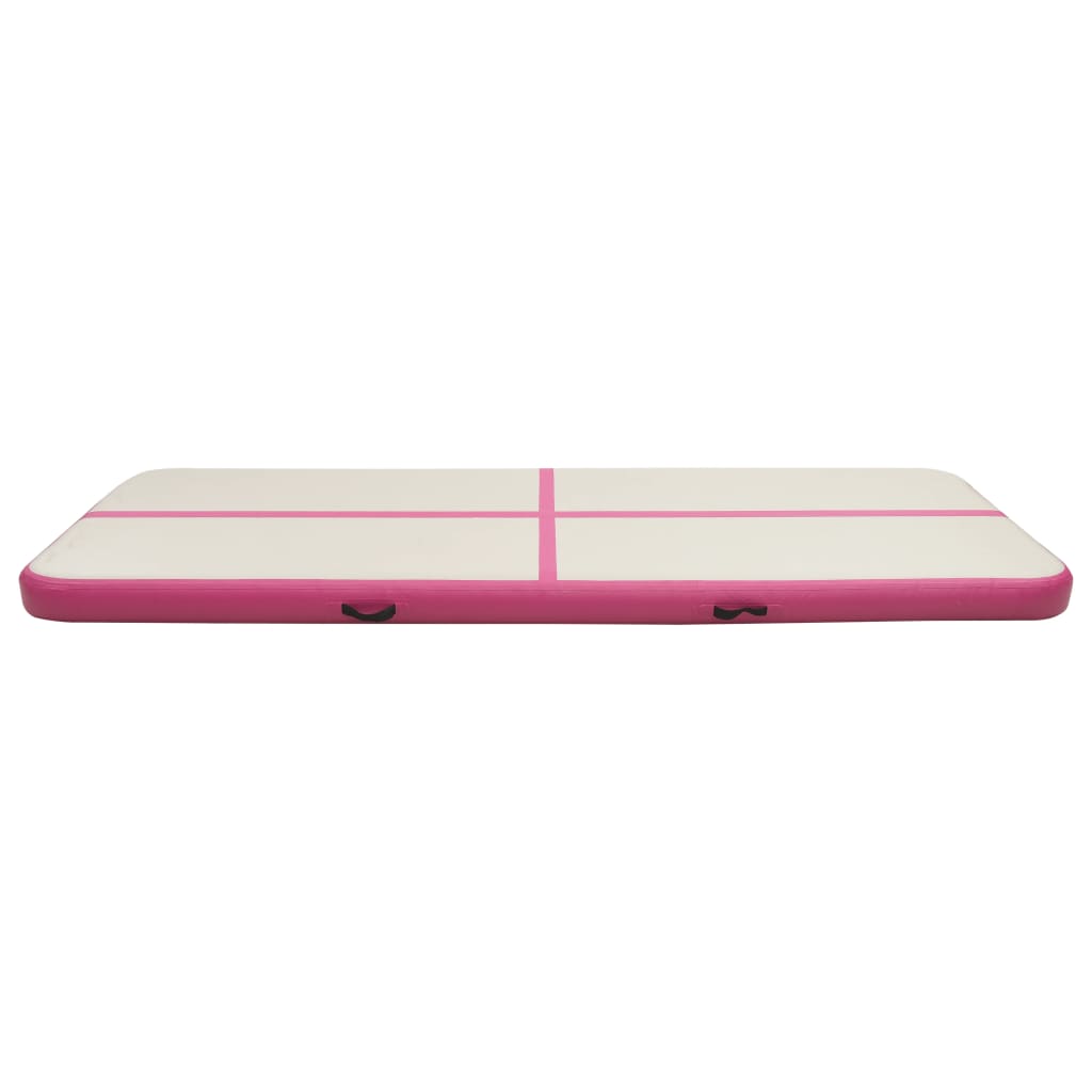 Vidaxl gymnastiekmat met pomp opblaasbaar 400x100x15 cm pvc roze