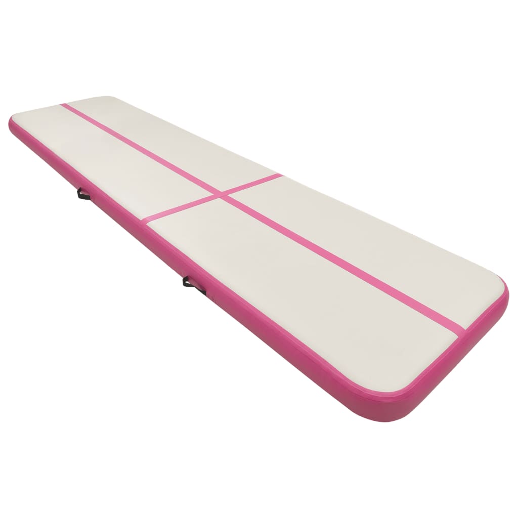 Vidaxl gymnastikmåtte med pumpe oppustelig 600x100x15 cm pvc pink