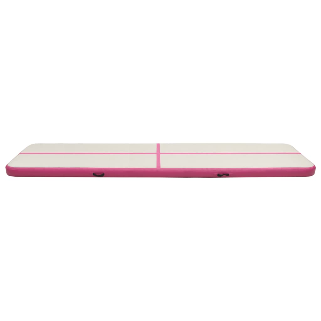 Vidaxl gymnastikmåtte med pumpe oppustelig 600x100x15 cm pvc pink