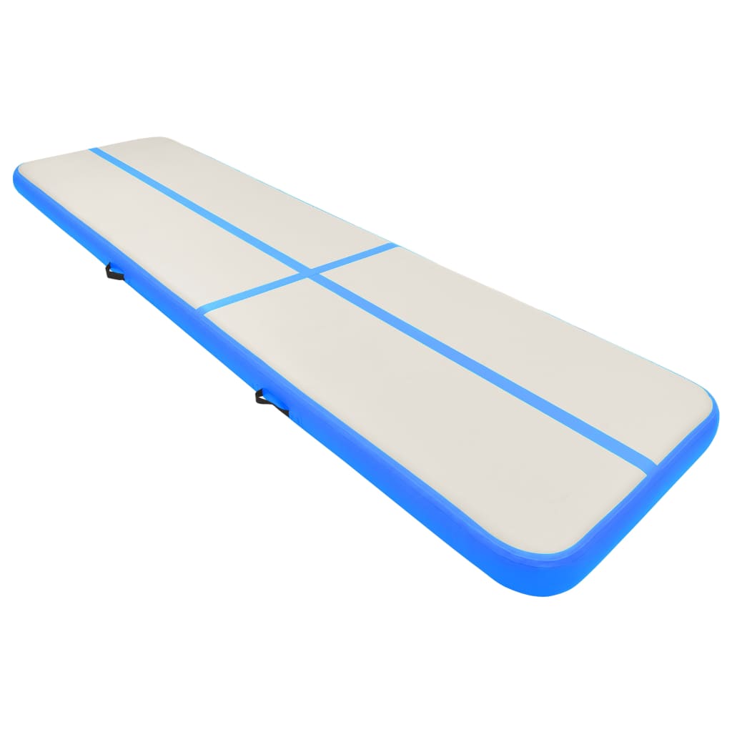 Mat de gymnastique Vidaxl avec pompe gonflable 600x100x15 cm en PVC bleu