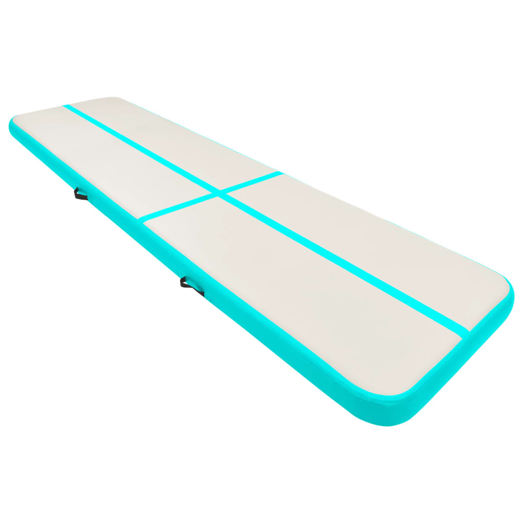 Mat de gymnastique Vidaxl avec pompe gonflable 600x100x15 cm vert PVC