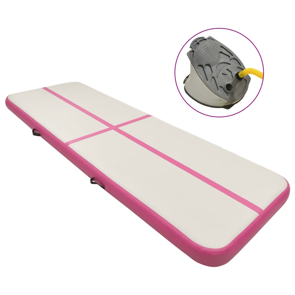 Vidaxl Gymnastikmatta med pump Uppblåsbar 300x100x20 cm PVC Pink