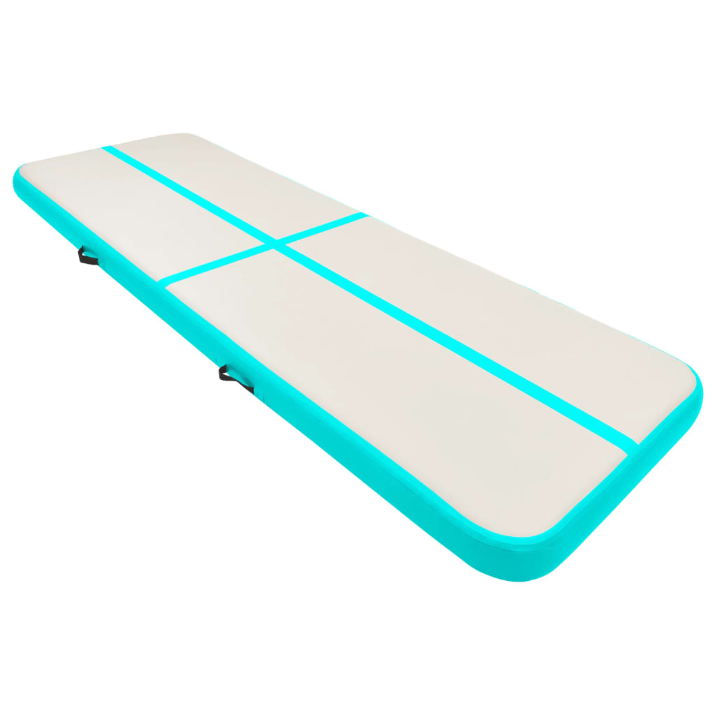 BIDAXL Gymnastics Mat med pump Uppblåsbar 500x100x20 cm PVC Green