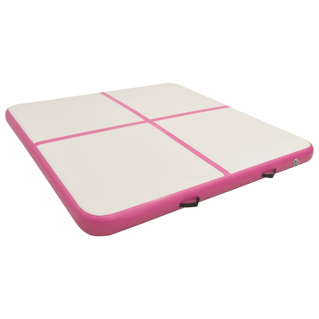 Vidaxl Gymnastikmatta med pump Uppblåsbar 200x200x10 cm PVC Pink