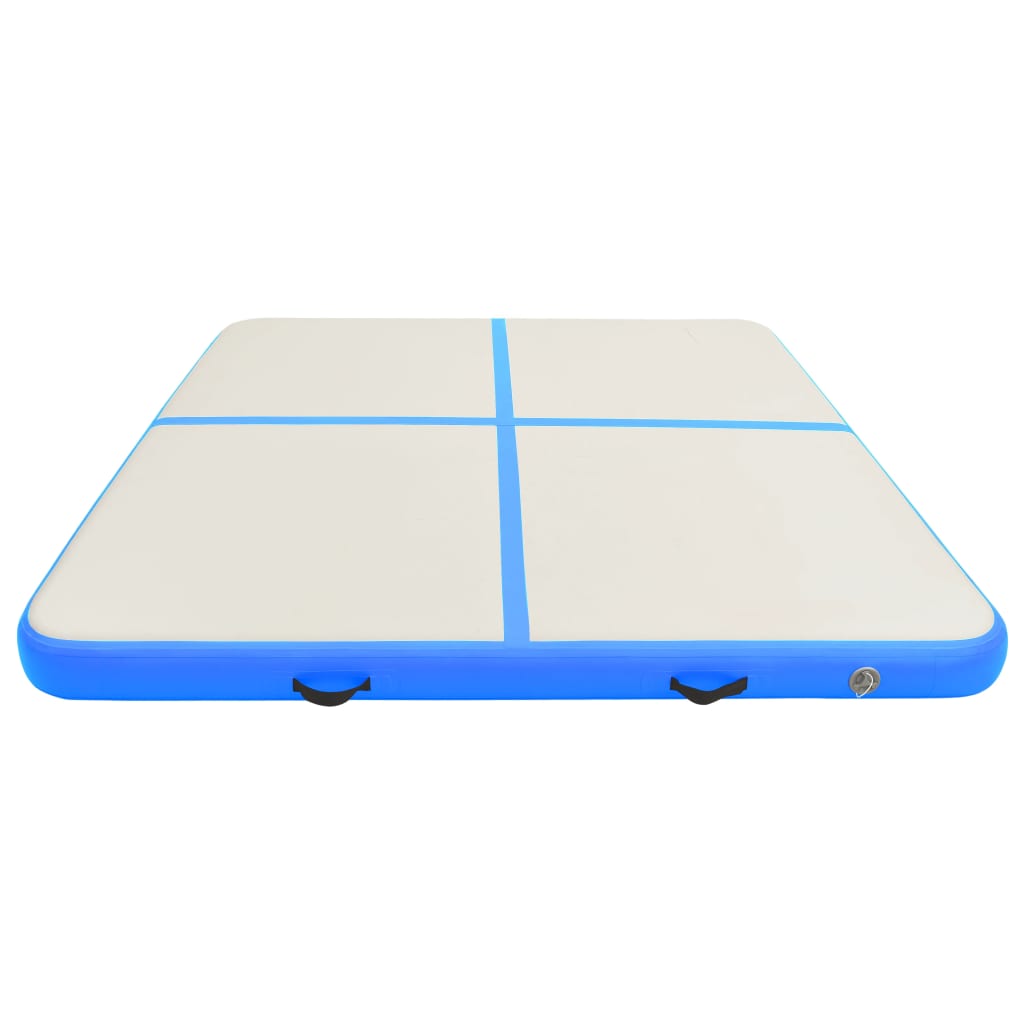 Vidaxl gymnastikkmatte med pumpe oppblåsbar 200x200x10 cm pvc blå