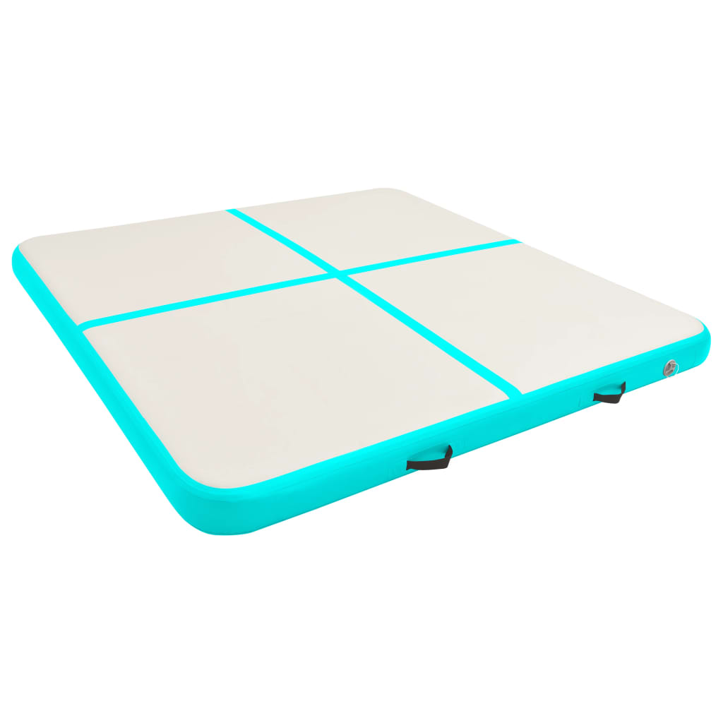 Mat de gymnastique Vidaxl avec pompe gonflable 200x200x20 cm en PVC vert