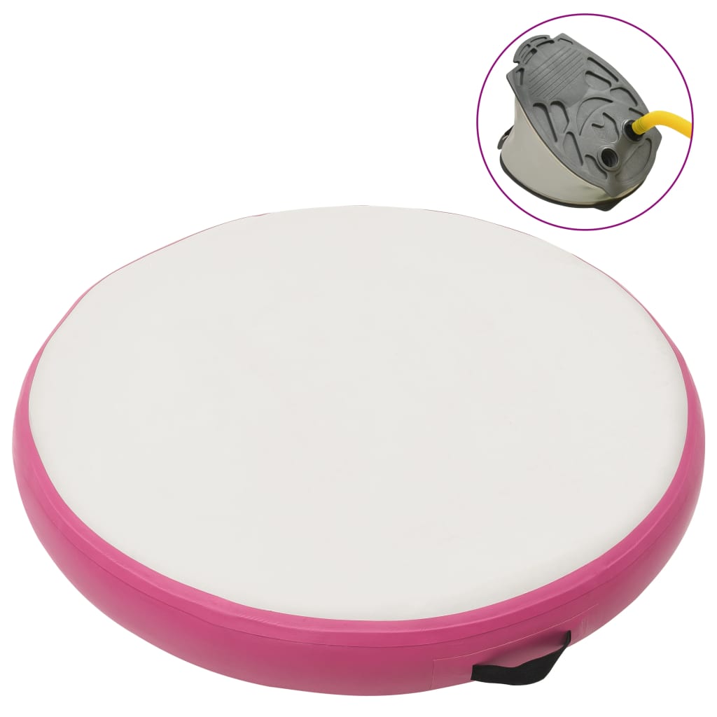 Vidaxl ginnastics tappetino con pompa gonfiabile 100x100x15 cm pvc rosa