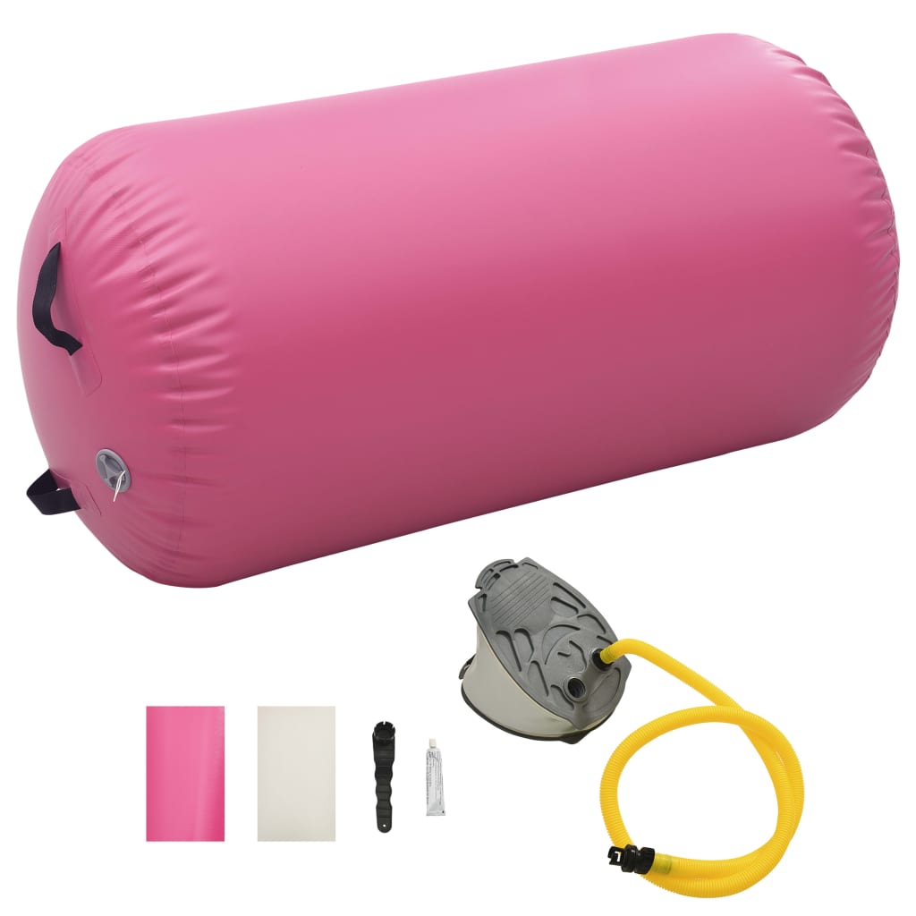 VIDAXL Gymnastics Rolle mit Pumpen aufblasbar 120 x 75 cm PVC Pink