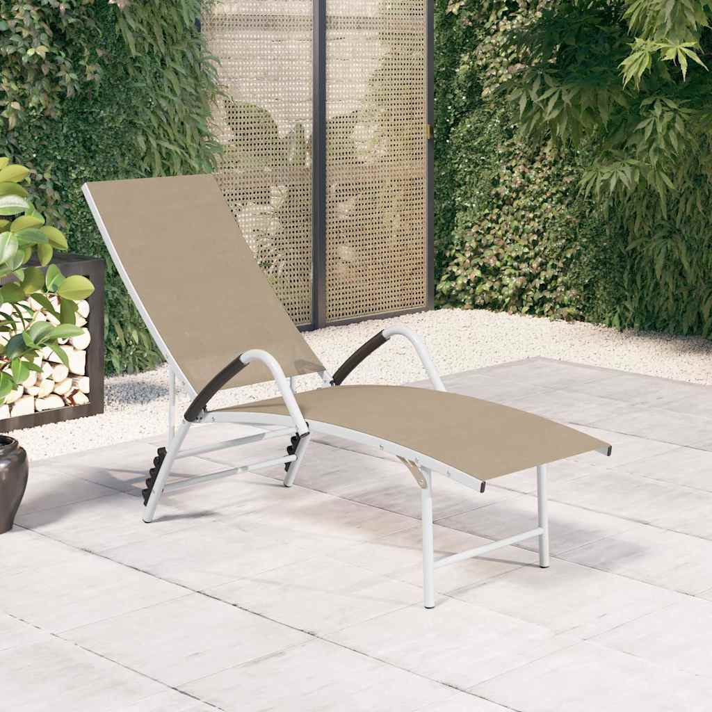 Vidaxl ligbed textileen en aluminium crèmekleurig