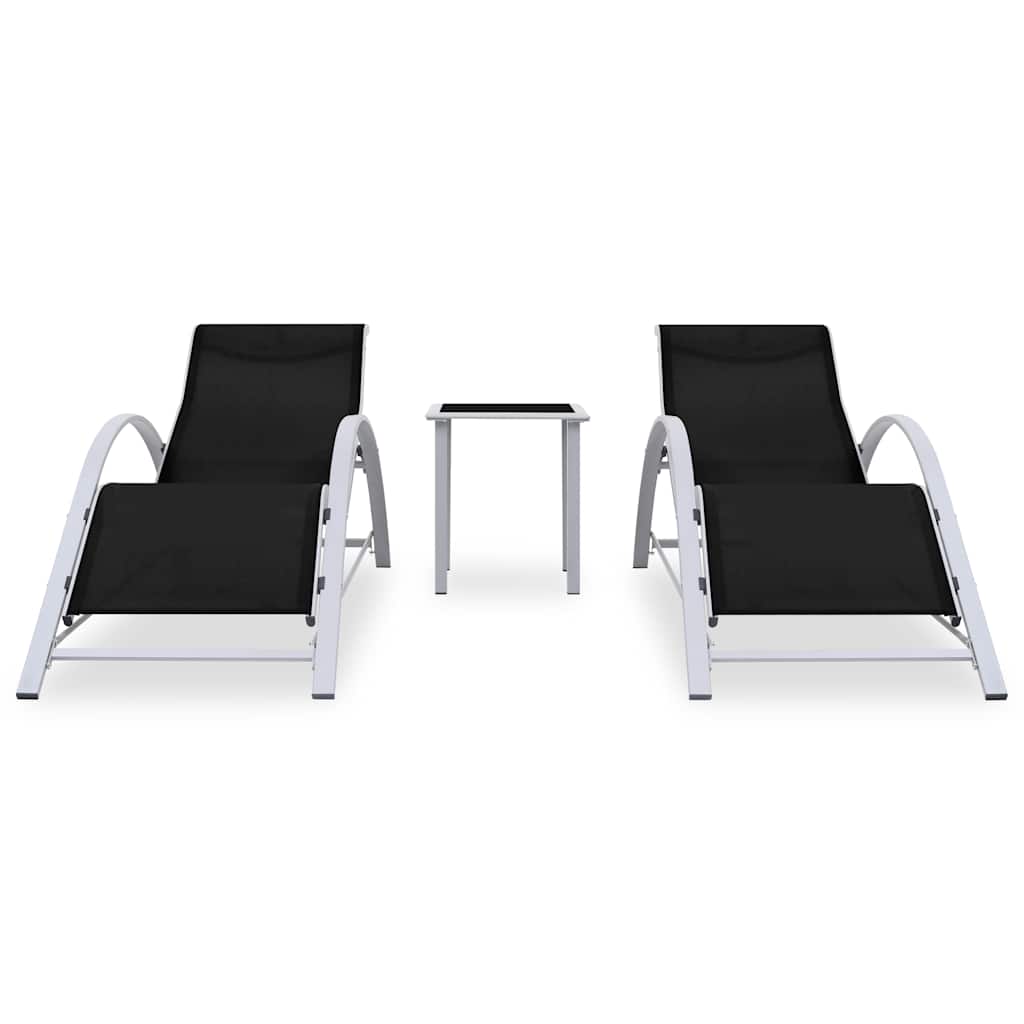Vidaxl ligbedden 2 st met tafel aluminium zwart