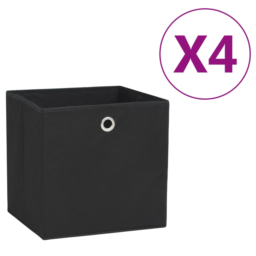 Vidaxl Storage Boxes 4 szt. 28x28x28 cm nietopven black