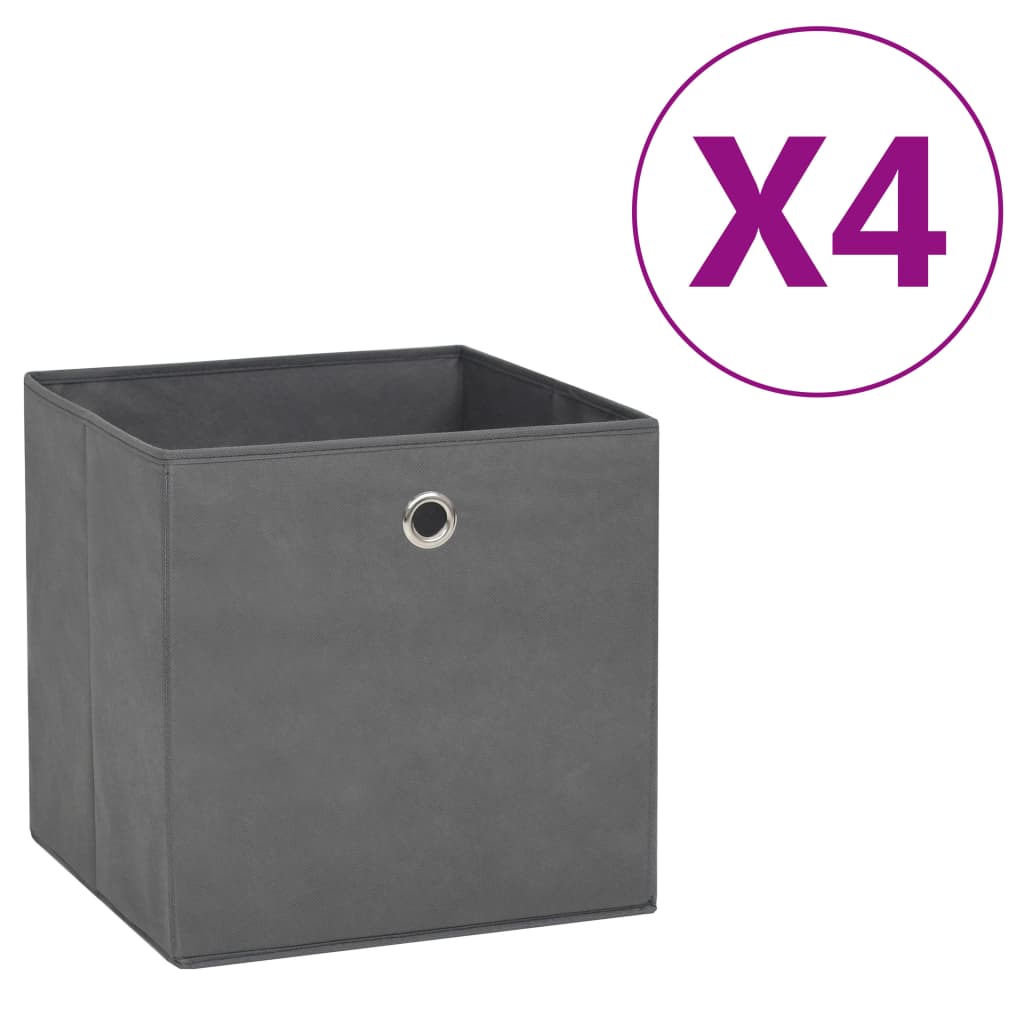 Vidaxl Storage Boxes 4 szt. 28x28x28 cm bez tlenki szary tkaniny