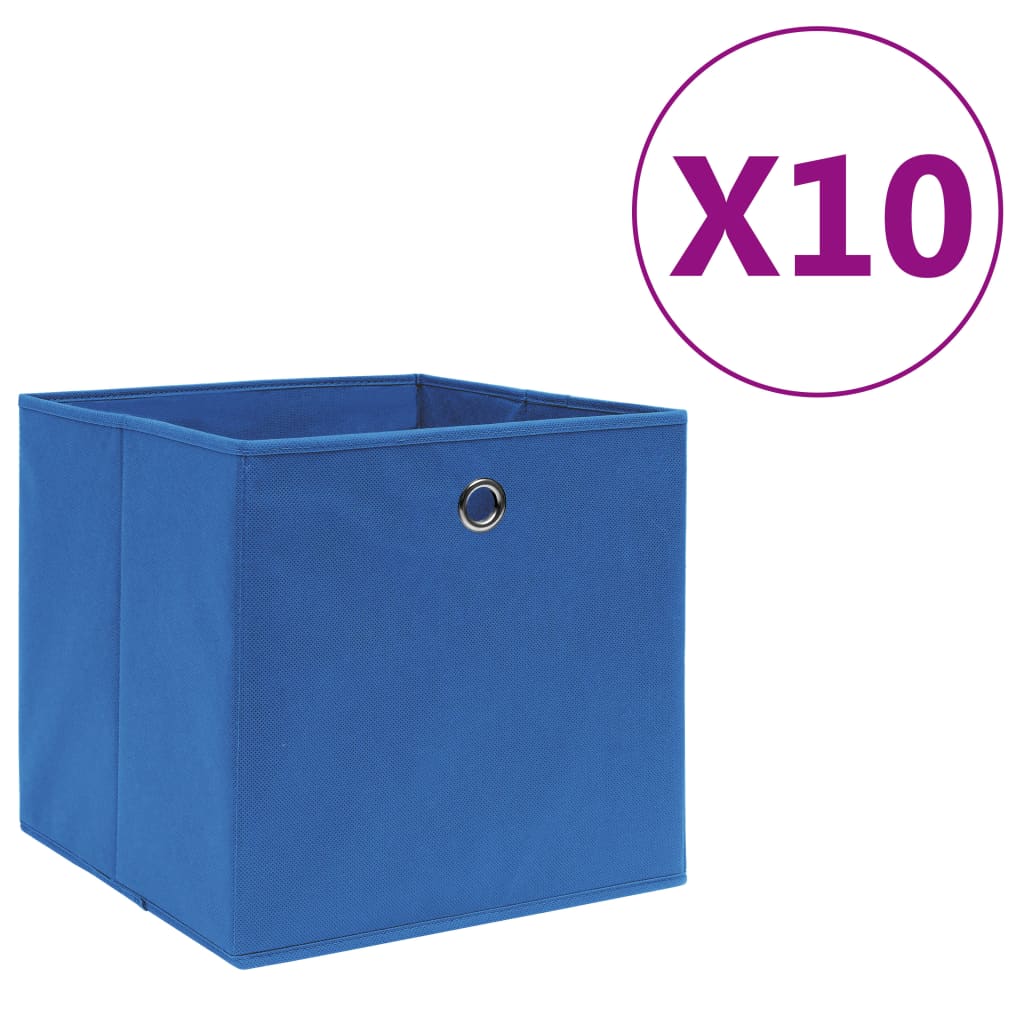 Vidaxl Storage boxes 10 pcs 28x28x28 cm Nonwoven Fabric Blue