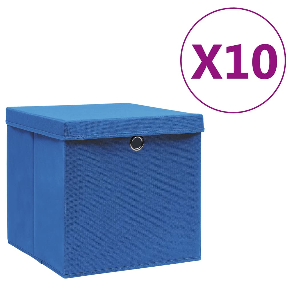 Vidaxl storage boxes with lid 4 pcs 28x28x28 cm blue